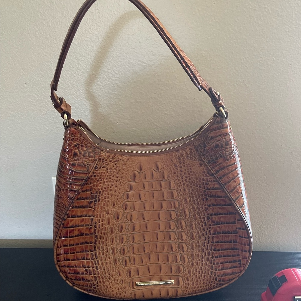 Brahmin Toasted Almond Melbourne Croc Embossed Leather